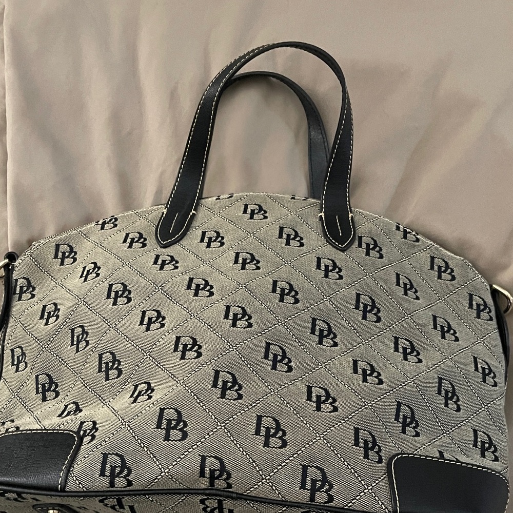 Dooney & Bourke Black and White Monogram Satchel - Picture 3 of 5